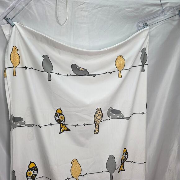 Yellow, Black  & Gray Birds Pattern Bathroom Shower Curtain 72 W x 72 L - Picture 6 of 9
